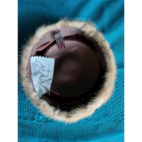 Vintage pill box hat fur with combs - Picture 6 of 11